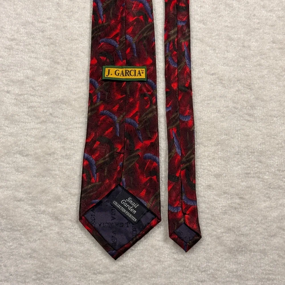 J. Garcia Men's Silk Tie‎ Red Abstract Swirl Jerry Garcia Collection